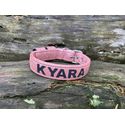 COLEIRA BABY PERSONALIZADA 3cm glitter rosa com nome em preto