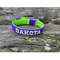 COLEIRA BABY PERSONALIZADA 3cm roxa/verde fluorescente com nome em verde fluorescente