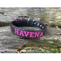 COLEIRA BABY PERSONALIZADA 3cm glitter preta com nome em rosa pink