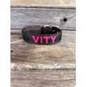 COLEIRA BABY PERSONALIZADA 3cm marrom com nome em pink