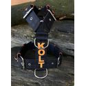 Peitoral universal personalizado poliéster premium preto com nome em laranja