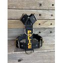 Peitoral universal personalizado poliéster premium preto com nome em amarelo petróleo