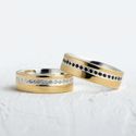 Aliança de Noivado Casamento Revestida em Ouro 5mm Cravação Eclipse - Par