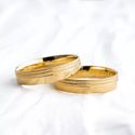 Aliança de Casamento em Ouro 4mm Friso Grécia - Par