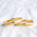 Aliança de Casamento em Ouro 3mm Reta Friso Português - Par