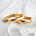 Aliança de Casamento em Ouro 3mm Facetas Prisma - Par