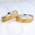 Aliança de Noivado Casamento Revestida em Ouro 6mm Chanfrada Premiere - Par