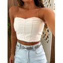 Top Tomara que Caia Jeans Branco