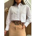 Camisa Cropped Branca Bolsos