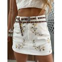 Short Saia Off Bordado Floral Alcance