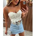 Top Corset Flores Branco