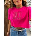 Camiseta Cropped Logo Pink Colcci 