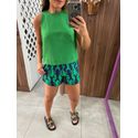 Blusa Regata Cropped Ella Com Linho Verde Colcci