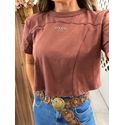 Camiseta Cropped Marrom Colcci 