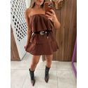 Vestido Babados Marrom