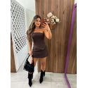 Saia Jeans Curta Belle Marrom Alcance