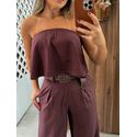 Top Babados Madalena Marrom Bordo