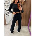 Calça Modal Canelada Preta