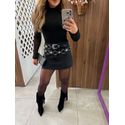 Blusa Tule Preta Gola Alta 