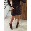 Saia Jeans Cargo Utility Marrom Alcance 