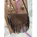 Bolsa Camurça Marrom Franjas
