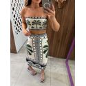 Top Reto Estampado Jardim Tropical Farm