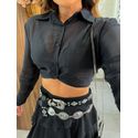 Camisa Chiffon Preta Luana