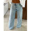 Calça Wide Leg Jeans Marmorizada