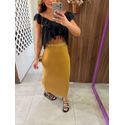 Saia Bege Midi Corte Sereia Colcci 