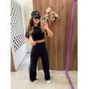 Calça Moletinho Reta Comfort Preta Colcci