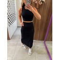 Saia Midi Cós Logo Preta Colcci Sport
