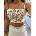 Top Cropped Maxi Flor E Miçangas Lez a Lez