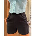 Short Plissado Soltinho Preto Colcci CLC