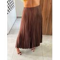 Saia Midi Plissada Marrom Aurora 