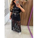 Saia Longa Renda Preta Lia