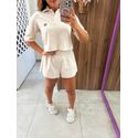 Camisa Polo Curta Comfort Creme Colcci Sport