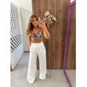 Calça Wide Leg Alfaiataria Branca Ágata 
