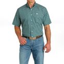 Camisa Cinch Masculina Estampa Azul Petroleo e Branco Geometrica Manga Curta - MTW1111464
