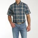 Camisa Cinch Masculina Xadrez Azul Petroleo e Branco Manga Curta - MTW1111463