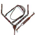 CONJUNTO DE CABECADA E PEITEIRA + LEVANTADOR BOOTS HORSE - MICANGA MARROM