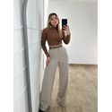 Calça Pantalona Alfaiataria Bege