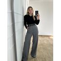 Calça Pantalona Alfaiataria Cinza