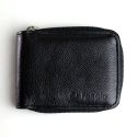 Carteira Masculina Ziper Fasolo Couro Preto Textura H014 Ref. 0967.09901