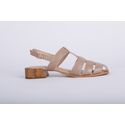 Sandalia de Couro Salto Bloco Amendoa Ref. 09422.09992