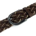 CINTO COURO TRESSE CORDA BEGE MARROM 4CM RHOUKER