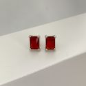 Brinco Retângulo Vermelho Prata 925
