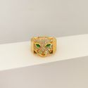 Anel Tigre Cravejado Zirconia Banhado a Ouro 18k