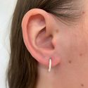 Brinco Argola uma Fileira Zirconia Cristal Media Prata 925