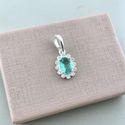 Pingente Oval Zirconia Cristal e Verde Claro Prata 925