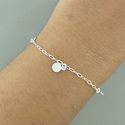 Pulseira 5 Pingentes Medalhas Lisas 1,6gr Prata 925